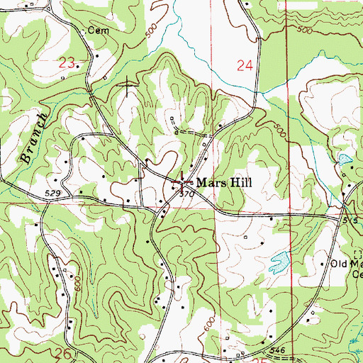 Topographic Map of Mars Hill, AL