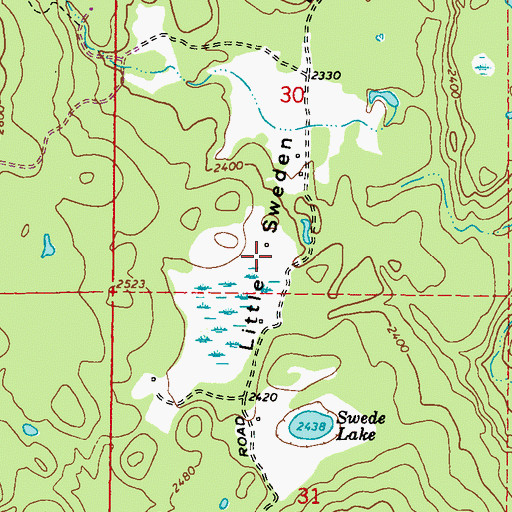 Topographic Map of Little Sweden, WA