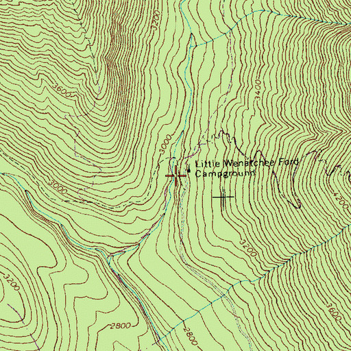 Topographic Map of Little Wenatchee Ford Campground, WA