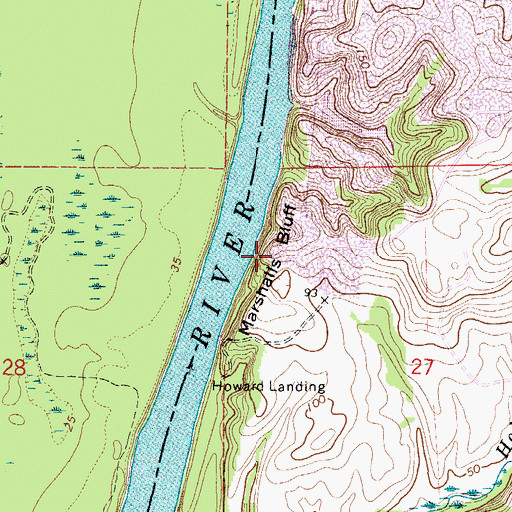 Topographic Map of Marshalls Bluff, AL