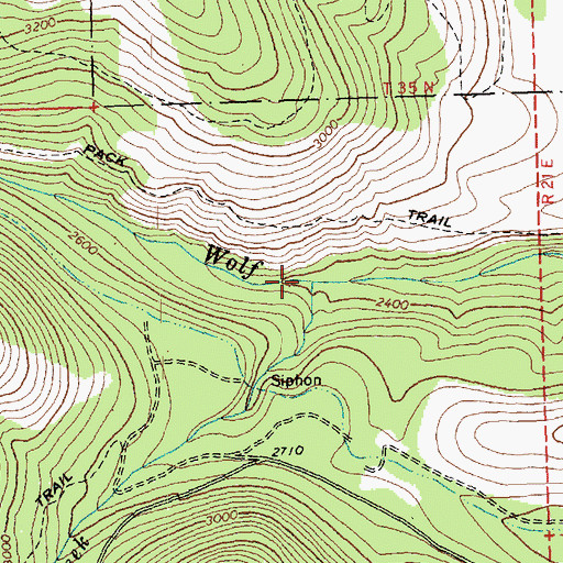 Topographic Map of Little Wolf Creek, WA