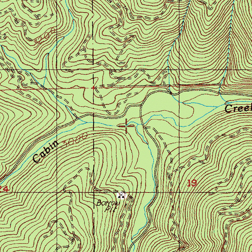 Topographic Map of Log Creek, WA