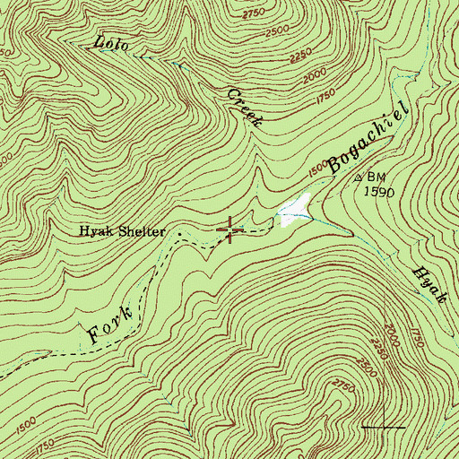 Topographic Map of Lolo Creek, WA