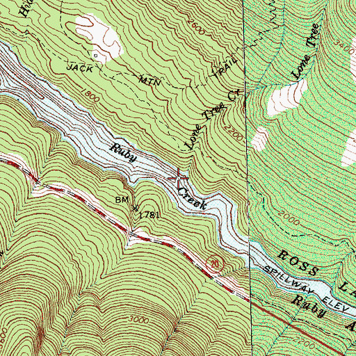 Topographic Map of Lone Tree Creek, WA