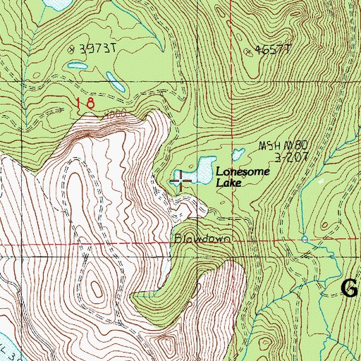 Topographic Map of Lonesome Lake, WA