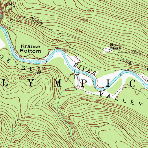 Topographic Map of Long Creek, WA