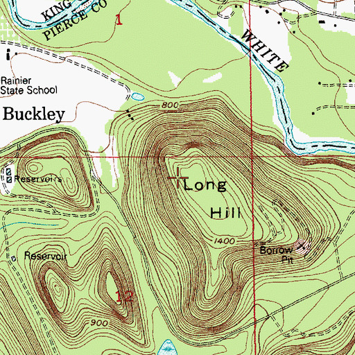 Topographic Map of Long Hill, WA