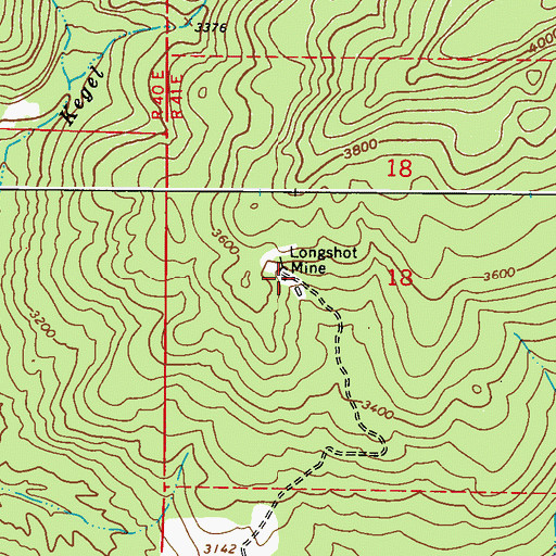 Topographic Map of Longshot Mine, WA