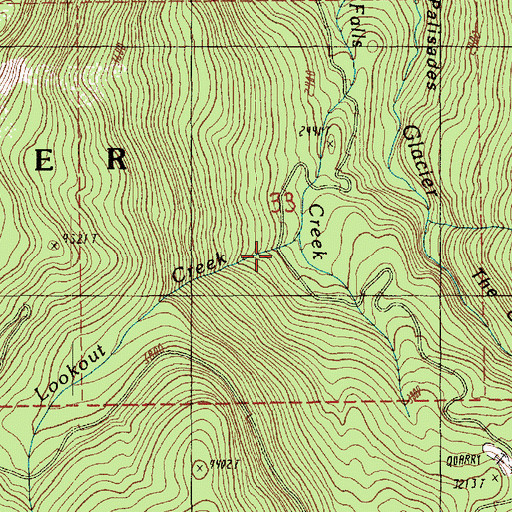 Topographic Map of Lookout Creek, WA