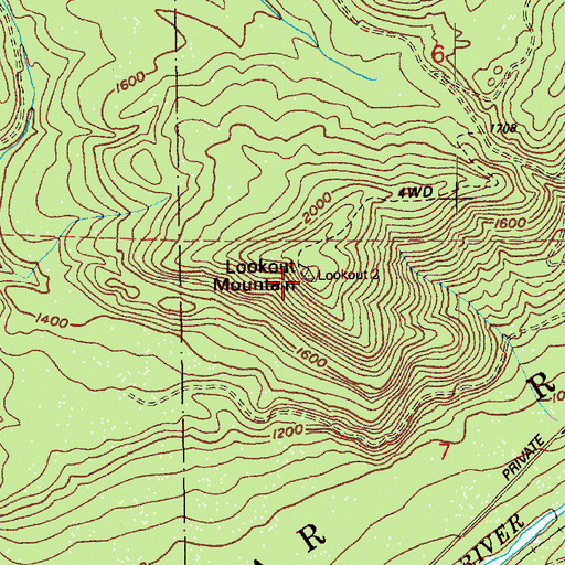 Topographic Map of Lookout Mountain, WA