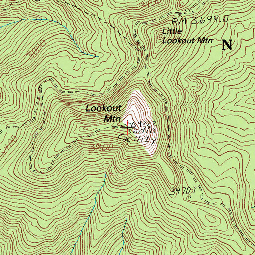 Topographic Map of Lookout Mountain, WA