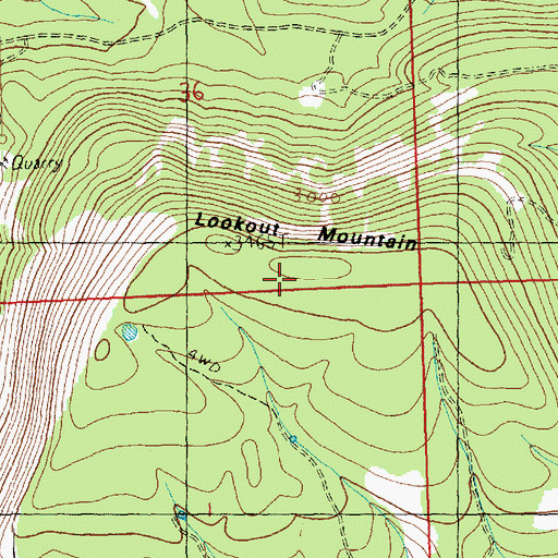 Topographic Map of Lookout Mountain, WA