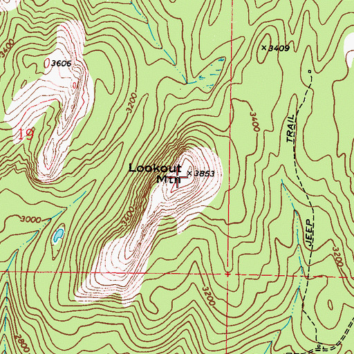 Topographic Map of Lookout Mountain, WA