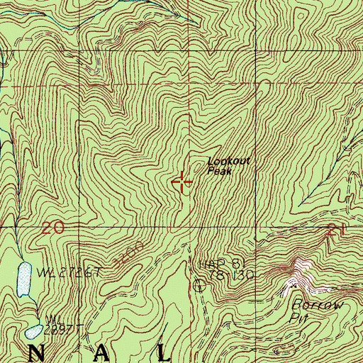 Topographic Map of Lookout Peak, WA