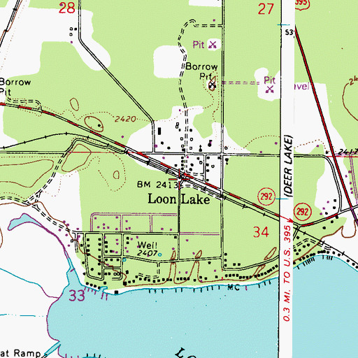 Topographic Map of Loon Lake, WA