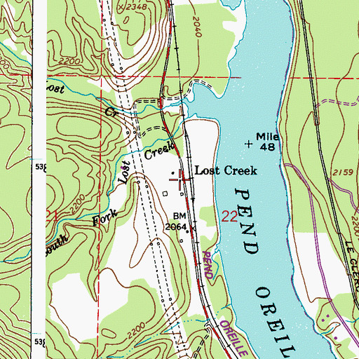 Topographic Map of Lost Creek, WA