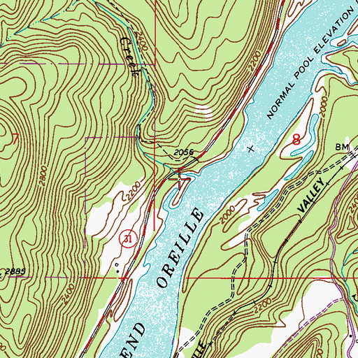 Topographic Map of Lost Creek, WA