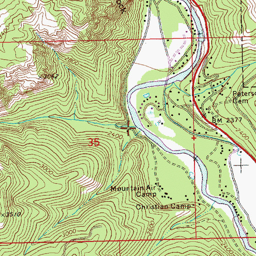 Topographic Map of Lost Creek, WA