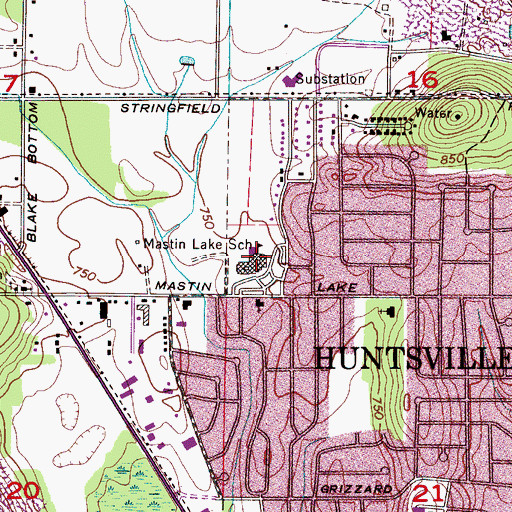 Topographic Map of Mastin Lake School, AL