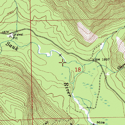 Topographic Map of Lost Creek, WA