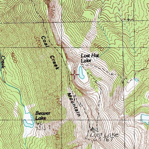 Topographic Map of Lost Hat Lake, WA