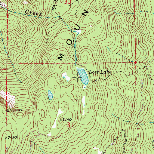 Topographic Map of Lost Lake, WA