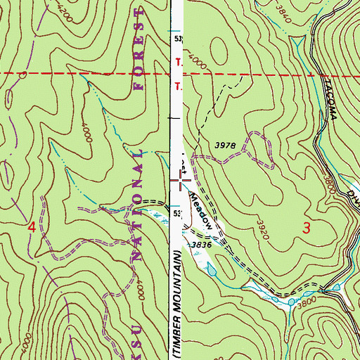 Topographic Map of Lost Meadow, WA