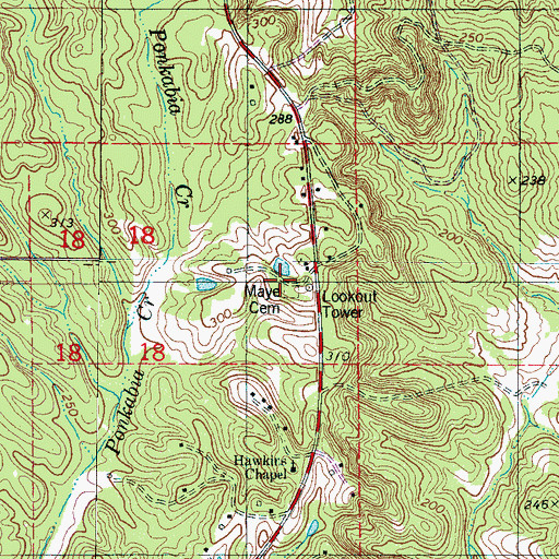 Topographic Map of Maye Cemetery, AL