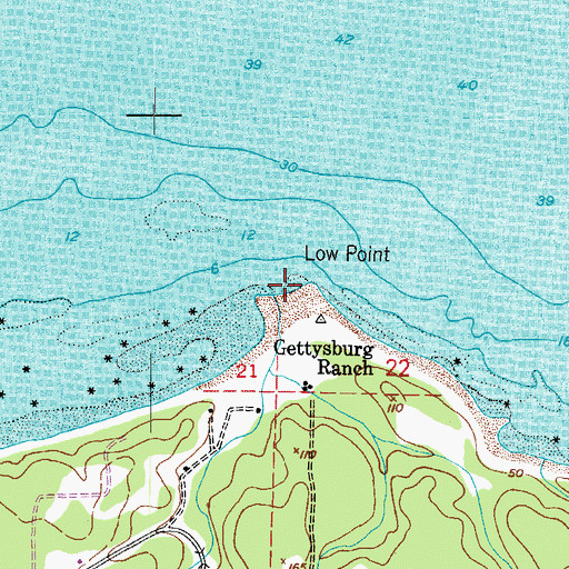 Topographic Map of Low Point, WA