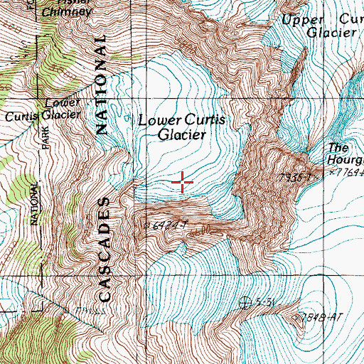 Topographic Map of Lower Curtis Glacier, WA