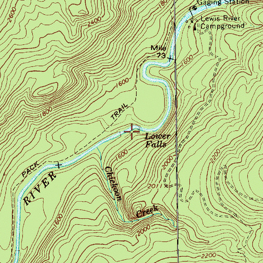 Topographic Map of Lower Falls, WA