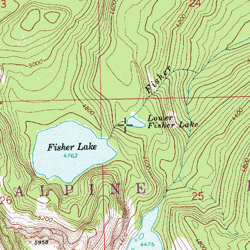 Topographic Map of Lower Fisher Lake, WA