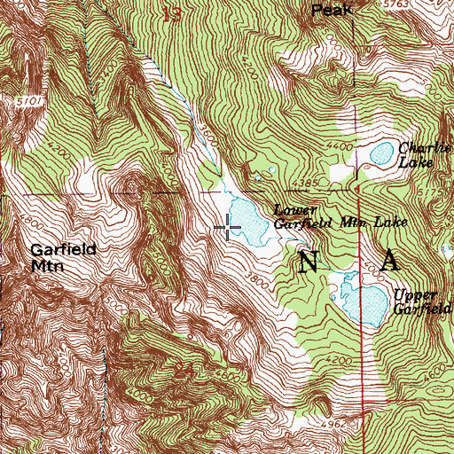 Topographic Map of Lower Garfield Mountain Lake, WA