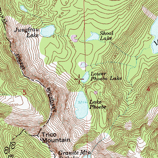 Topographic Map of Lower Phoebe Lake, WA