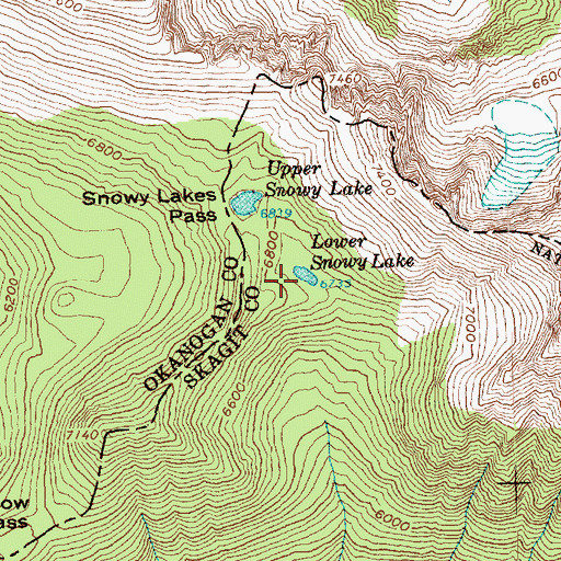 Topographic Map of Lower Snowy Lake, WA