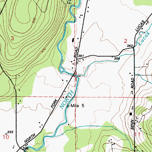 Topographic Map of Lucas Creek, WA
