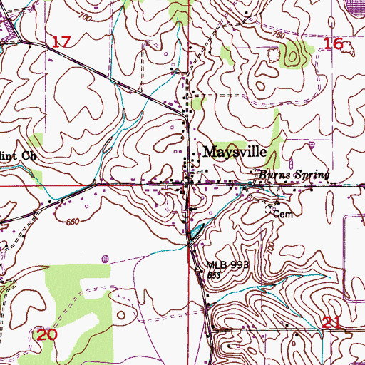 Topographic Map of Maysville, AL