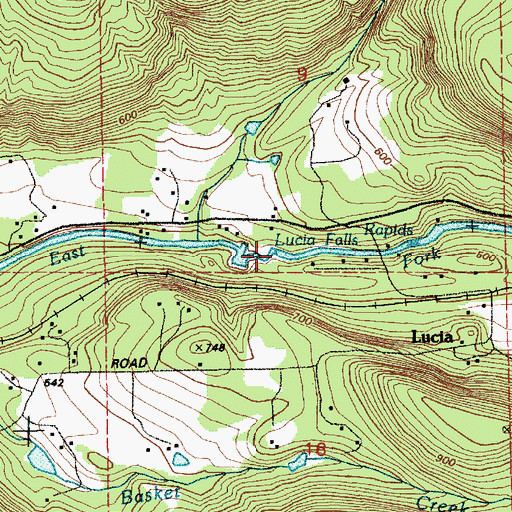 Topographic Map of Lucia Falls, WA