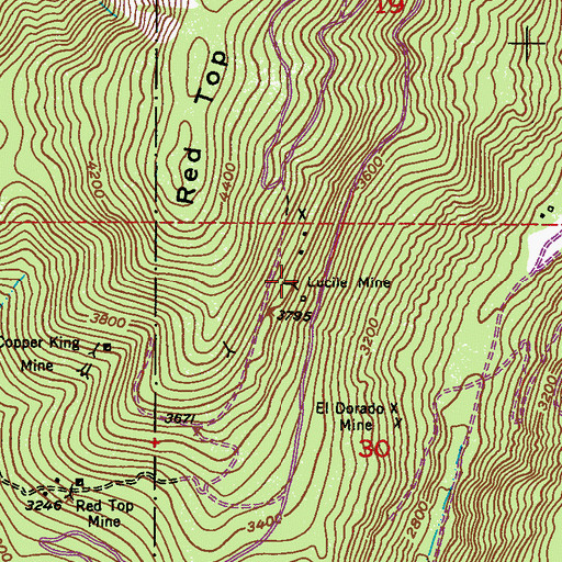 Topographic Map of Lucile Mine, WA