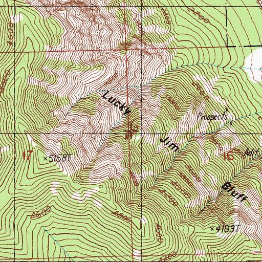 Topographic Map of Lucky Jim Bluff, WA