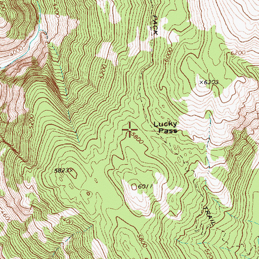 Topographic Map of Lucky Pass, WA