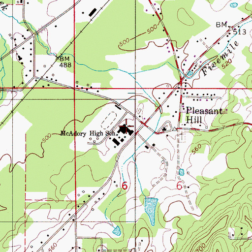 Topographic Map of McAdory High School, AL