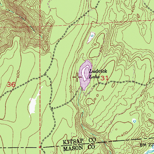 Topographic Map of Ludvick Lake, WA