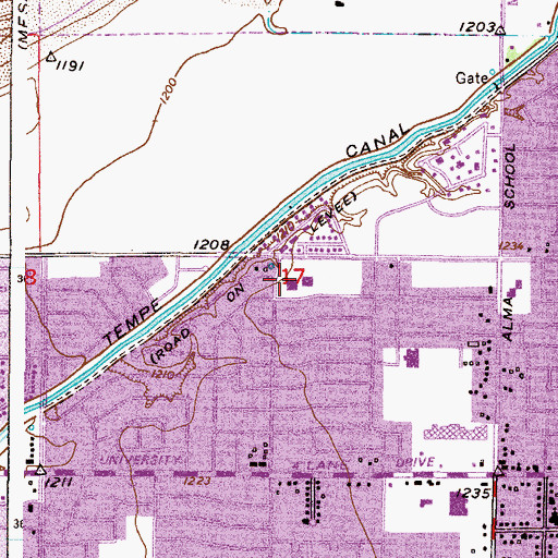 Topographic Map of Whittier Elementary School, AZ