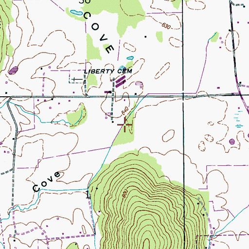 Topographic Map of McBroom Cove, AL