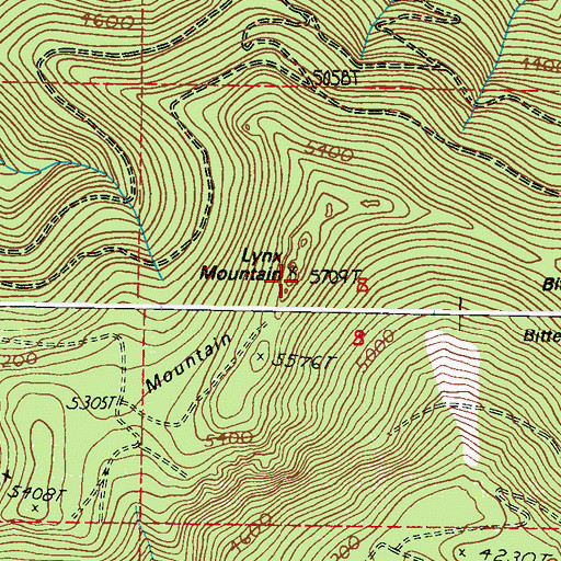 Topographic Map of Lynx Mountain, WA