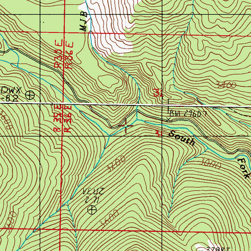 Topographic Map of M J B Creek, WA