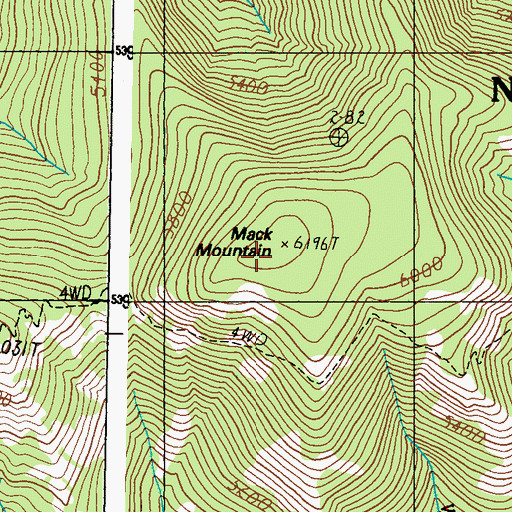 Topographic Map of Mack Mountain, WA