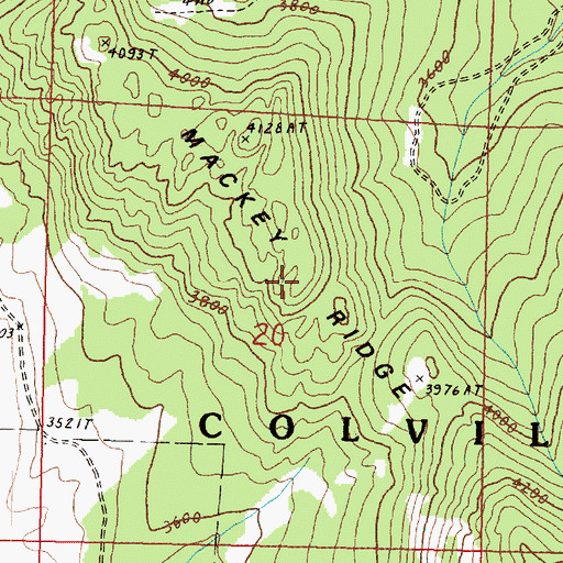 Topographic Map of Mackey Ridge, WA