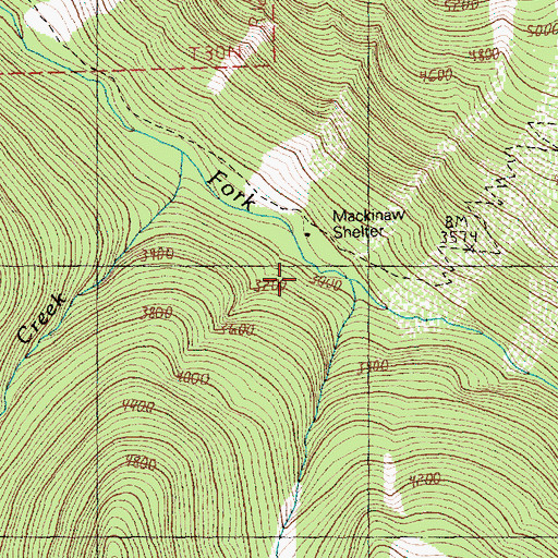 Topographic Map of Mackinaw Shelter, WA